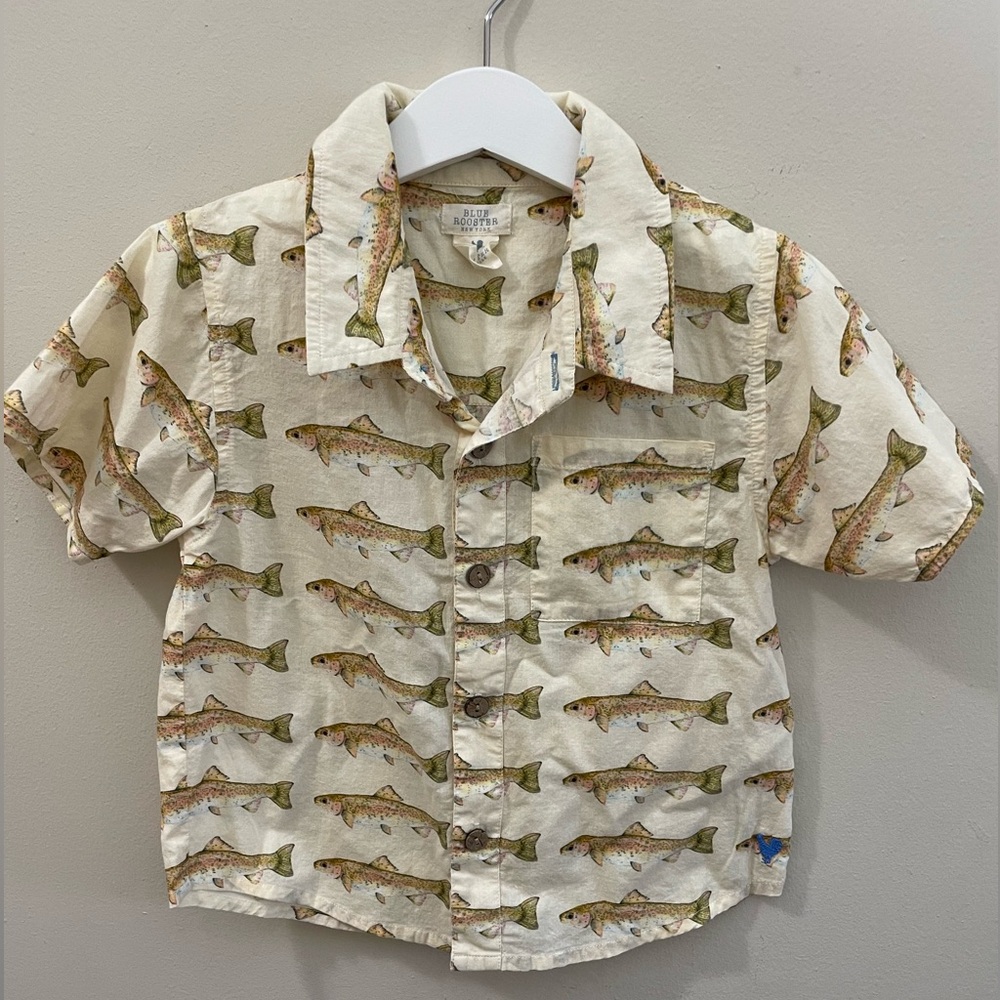 Blue Rooster New York Rainbow trout Short Sleeve Button Down Shirt